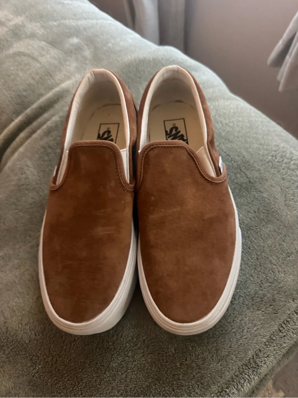 Vans Women's Slip-On Platform Sneakers in Brown with White Midsole